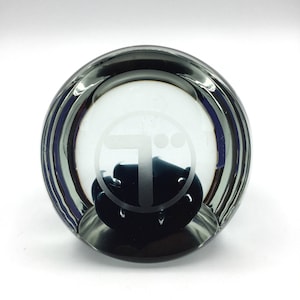 Vintage Art Glass Paperweight: Dark Blue Flower Ornament (3 1/2 inch)