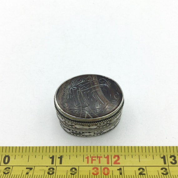 Agate Pill Box, Silver Plated Pill Box, Vintage Pill Box, Oval Pill Box - Etsy