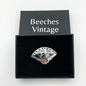 Orientalische Sterling Silber Brosche, Siam Niello Design, thailändische Silberbrosche, Geschenkbox