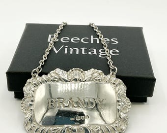 Hallmarked Sterling Silver Gin Decanter Label (in Velvet Pouch) | Royal Scot Crystal - View #9