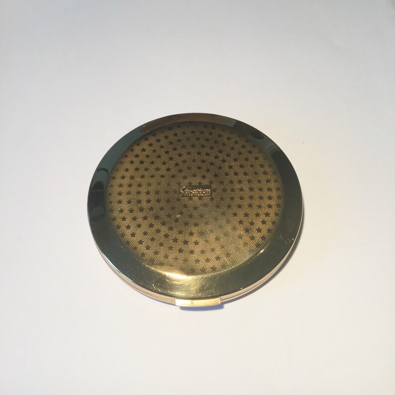1960s Vintage Stratton Convertible Compact in Original Box Stratton White Rose on Blue Powder Compact