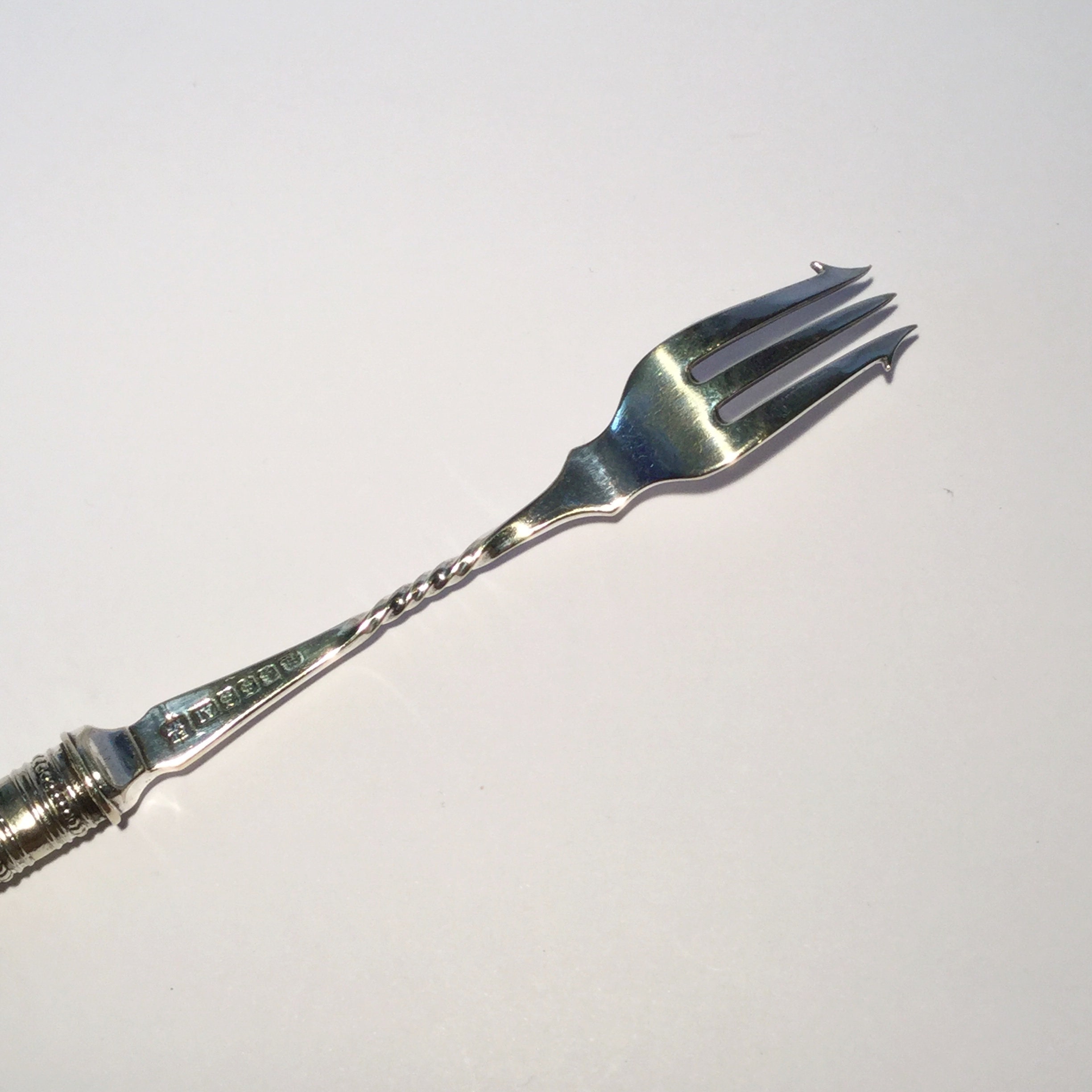 Antique Silver Plated Pickle Fork Horn Handled Fork Vintage Etsy