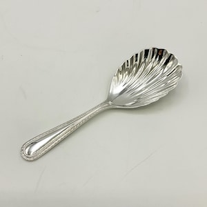 Vintage Sterling Silver Tea Caddy Spoon, 1970s Hallmarks, Scallop Bowl