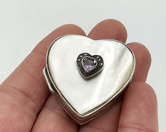 Sterling Silver Pill Box, Mother of Pearl, Vintage Pill Case Sterling Silver Pill Box, Mother of Pearl, Vintage Pill Case