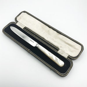 Antique Sterling Silver Cake Knife: Mother of Pearl Handle, Hallmarked 1920