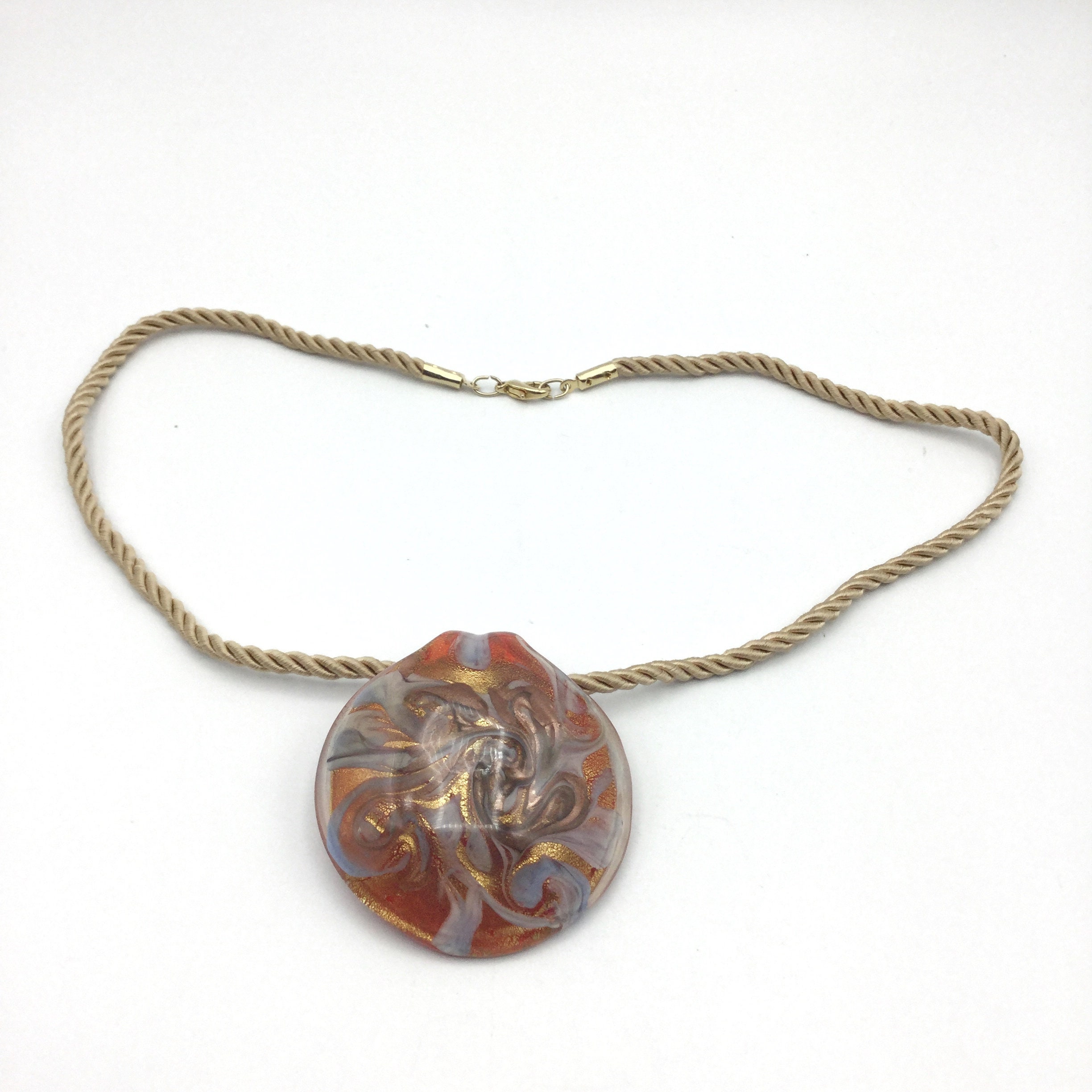 Murano Glass Pendant on Gold Plated Rope Chain--M