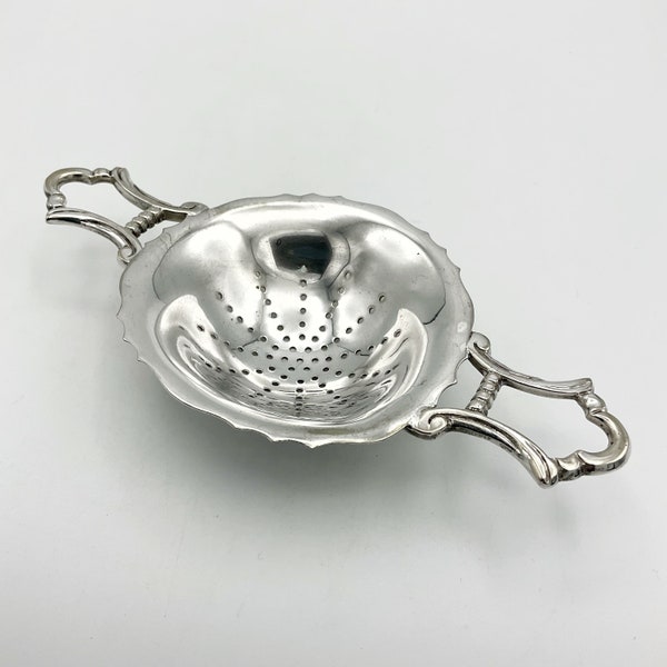 Pair Of Victorian Style Silver Plated Tea Strainers – Floral Design