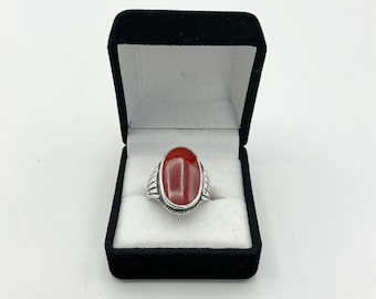 Carnelian Gemstone Silver Ring, Vintage, Gift Box