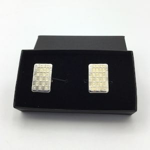 Vintage 1970s Gold Coloured Cufflinks, Worn Gilding, Gift Box