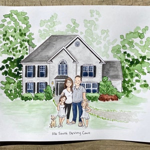 Watercolor Home Painting, Watercolor Family Portrait, House Portrait ...