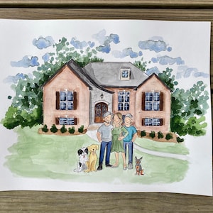 Watercolor Home Painting, Watercolor Family Portrait, House Portrait ...