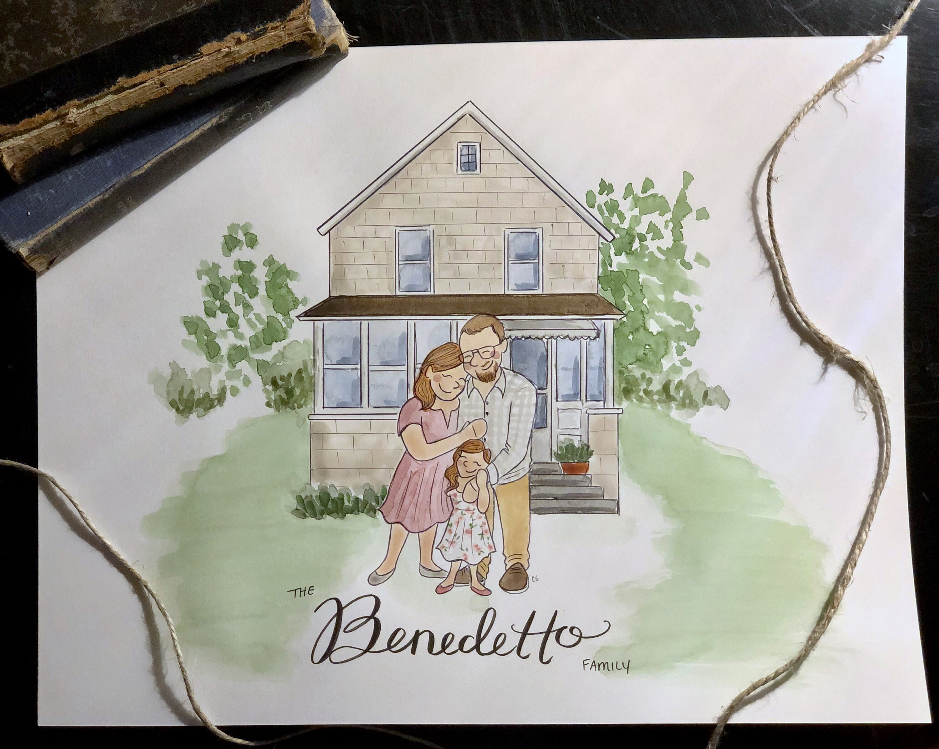 Watercolor Home Painting, Watercolor Family Portrait, House Portrait ...