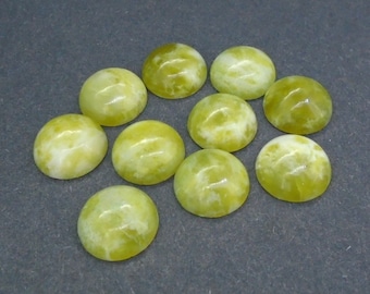 10 x Connemara Cabs -  12mm Rounds Irish Marble, Green Shades, Perfect for Jewellery Setting, Crafts, Ireland, Luck, FREE WORLDWIDE DELIVERY