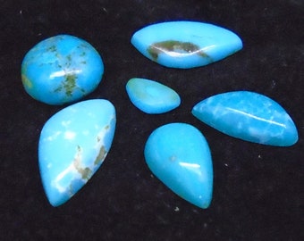 6 x Turquoise Cabochons - 8cts, Natural Shapes & Colours, Crafts, Cut and Polished Cabs, South West Turquoise, FREE WORLDWIDE SHIPPING