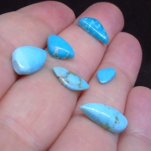 6 x Turquoise Cabochons - 8cts, Natural Shapes & Colours, Crafts, Cut and Polished Cabs, South West Turquoise, FREE WORLDWIDE SHIPPING