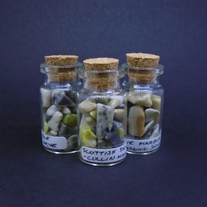 3 x Skye Marble Glass Bottle - Scottish Pieces In a Jar, Jewellery Making, Display, Collector&#39;s Item, Cuillin Mountain, FREE UK SHIPPING