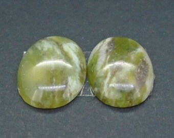 1 x Connemara Cabochon Pair  -  18x13mm,Green Shades,Matching Pairs, Perfect for Jewellery Setting, Crafts,Ireland-FREE WORLDWIDE DELIVERY