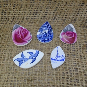 5 cabujones de porcelana vintage - 23 g varios tamaños, mezcla de sauce viejo y rosas, reciclado, colgante, ENTREGA GRATUITA EN TODO EL MUNDO 3687A-B
