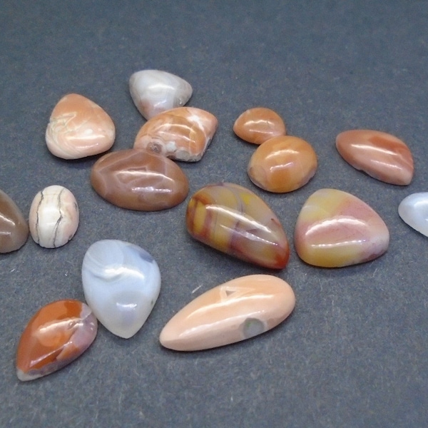 15 x Scottish Agate Cabs - Mixed Sizes & Shapes, Beautiful Natural Colours, Great for Jewellery, Crafts - FREE WORLDWIDE SHIPPING