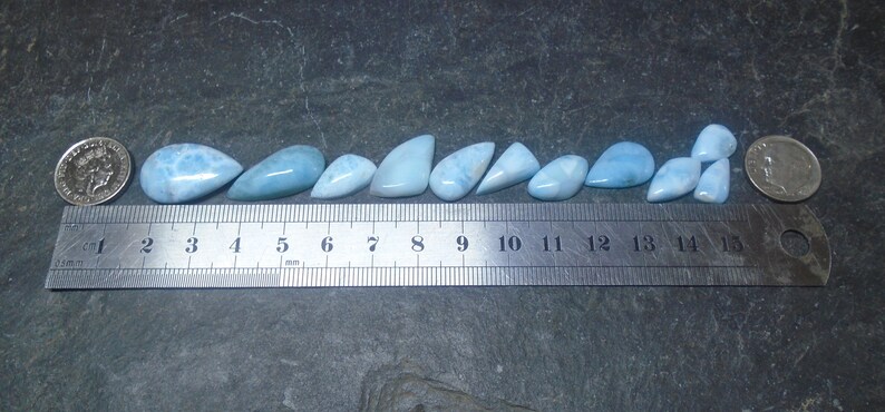 Dominican Republic FREE WORLDWIDE DELIVERY 3335 15g 11 x Larimar Cabochons Sea Beach Polished Larimar Baby Blue Natural Colour