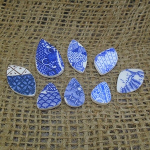 8 x Old Willow Vintage Porcelain Matt Cabs -16g Varias formas, tamaños, azul y blanco, patrones, China reciclada - ENTREGA GRATUITA EN TODO EL MUNDO 3694