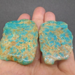 South West Turquoise Pair - Rare Matching Pair, Cut & Polished, Natural Colours, Northern Mexico, Arizona, Crafting -FREE WORLDWIDE DELIVERY