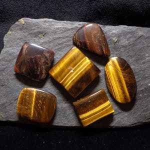 4 x Tiger Eye & Tiger Iron Cabochons - Varias formas, Sudafricano, 50g, Hermosas bandas, Taxis de piedras preciosas reales, ENTREGA GRATUITA 3087