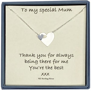 To My Special Mum Sterling Silber Herz-Halskette mit Thread-Through Verschluss mit Karte Nachricht & Geschenk-Box