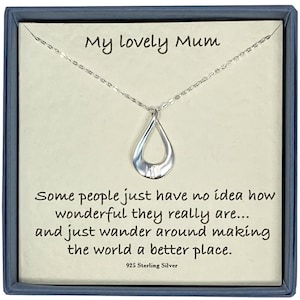My Lovely Mum Sterling Silber Twisted Loop Anhänger Halskette mit Zirkonias mit Kartennachricht & Geschenkbox