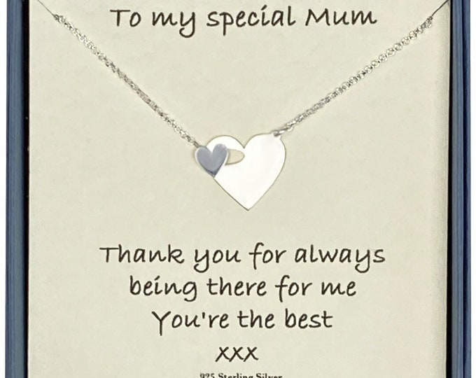 To My Special Mum Sterling Silver Heart Necklace with Thread Through Fastening with Card Message & Gift Box