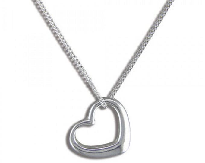Sterling Silver Open Heart Pendant on 41cm / 16in Chain