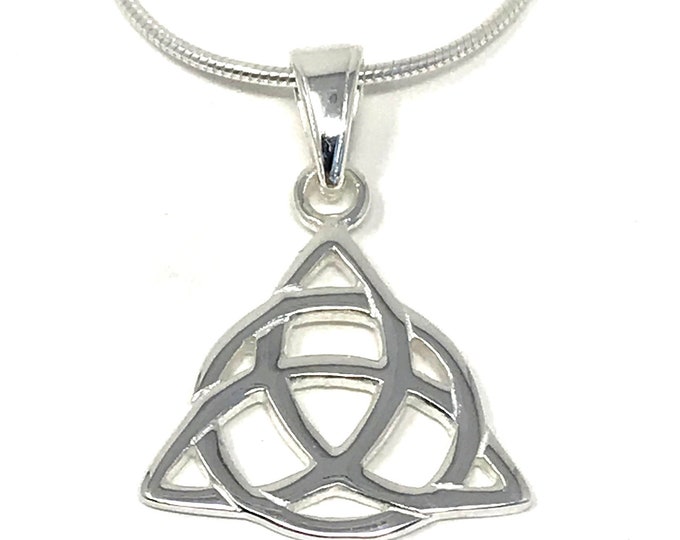 Sterling Silver Triquetra Trinity Knot Pendant on Snake Chain