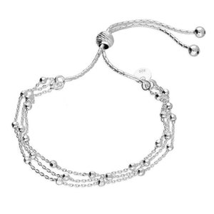 Ladies Sterling Silver Triple Diamond-Cut Bead Bracelet 24cm Ideal for Girls, Mum, Grandmother, Sister, Friend, Girlfriend, Wife