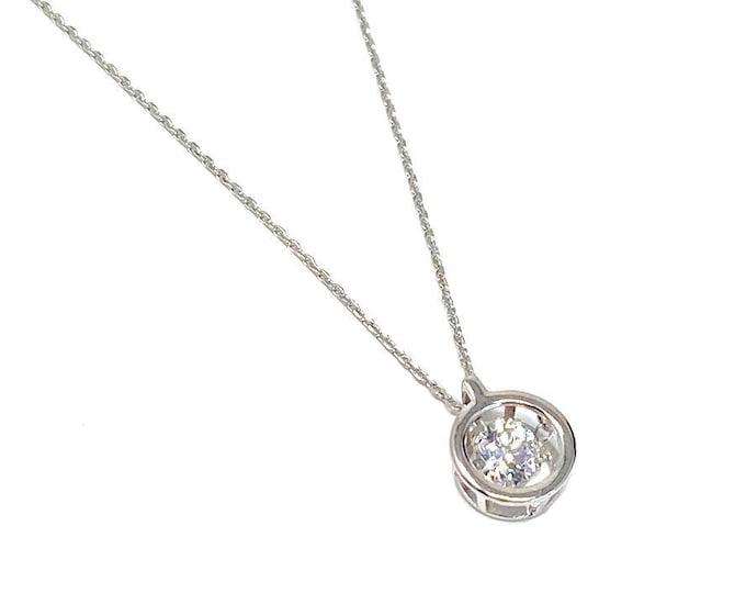 Ladies Sterling Silver and Cubic Zirconia Stone on a 45cm Necklace with Gift Box