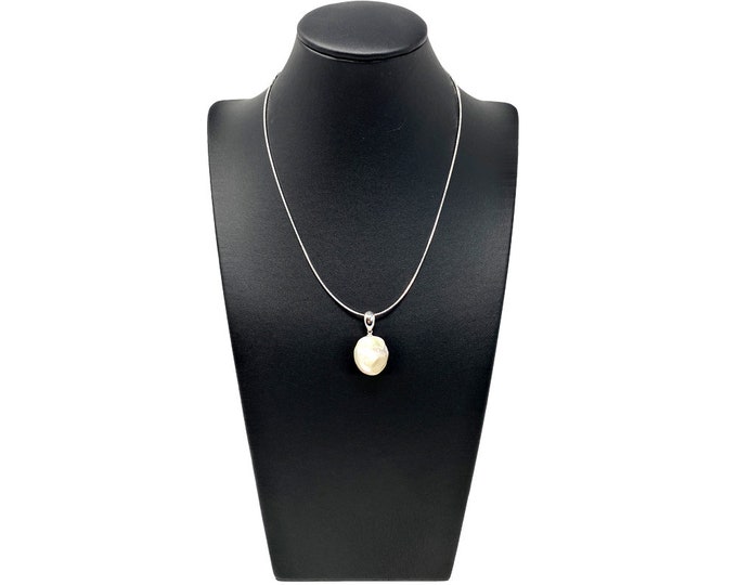 A Unique Handmade Freshwater Pearl Pendant Necklace Dusky Ivory Colour