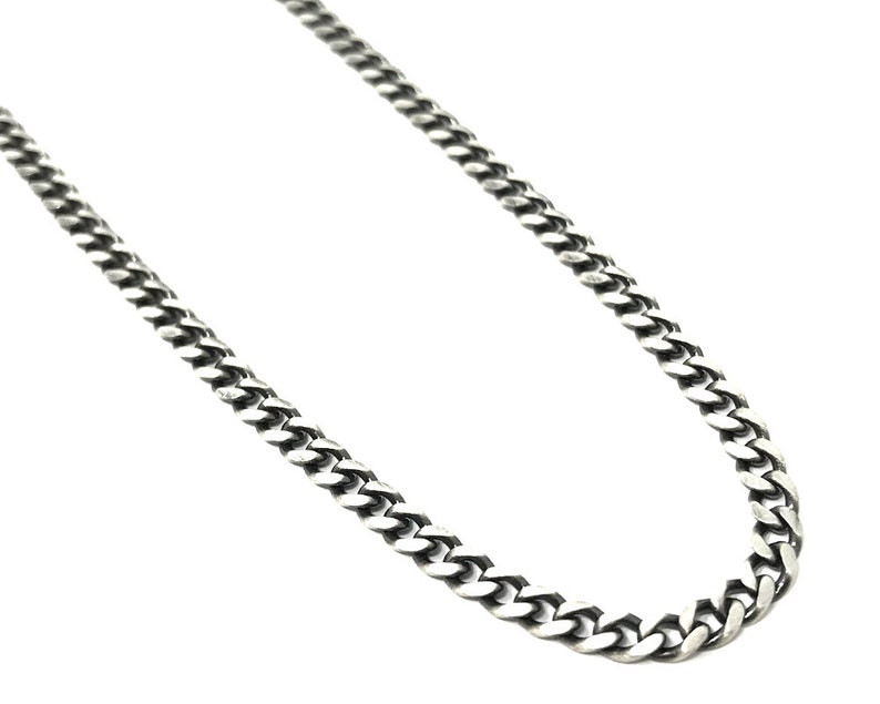 Men\u2019s Oxidised Sterling Silver Curb Link Chain Necklace \u2013 51CM