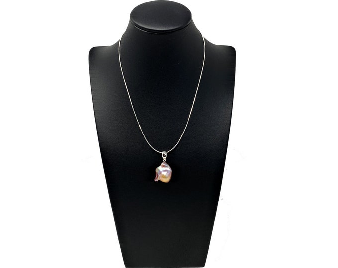 A Unique Handmade Freshwater Pearl Pendant Necklace Dusky Pink