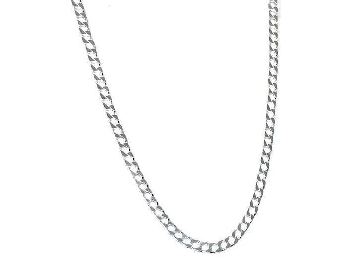 Men’s Sterling Silver Curb Square Link Chain Necklace - 51CM