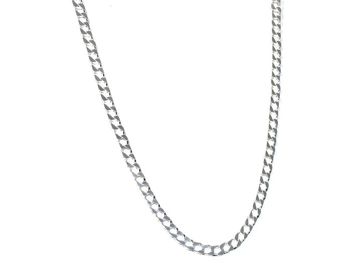 Men’s Sterling Silver Curb Square Link Chain Necklace - 51CM