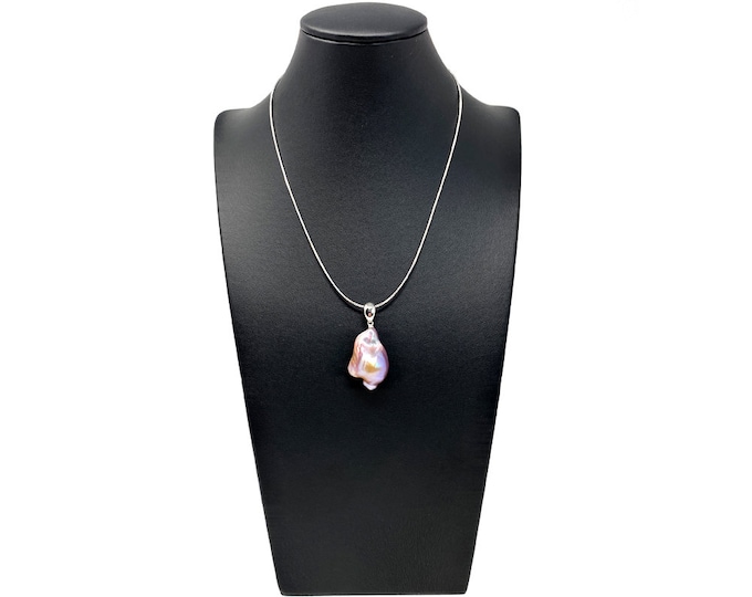 A Unique Handmade Freshwater Pearl Pendant Necklace Dusky Purple