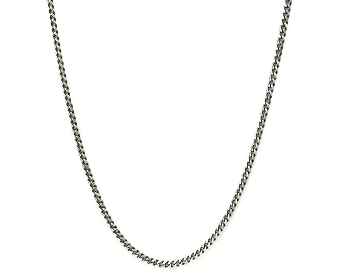 Unisex Oxidised Sterling Silver Curb Link Chain Necklace – 51CM