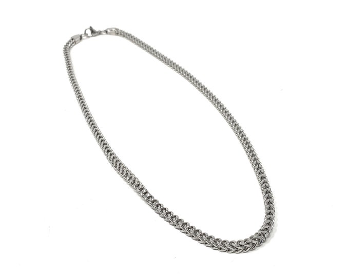 Men's Stainless Steel 20" Square Wheat Weave Chain Necklace - Ideal Gift For Him