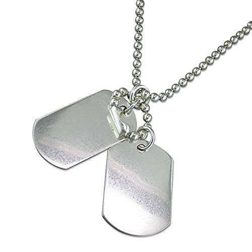 Men's Sterling Silver Dog Tag Necklace Pendant on 51 cm Bead Chain