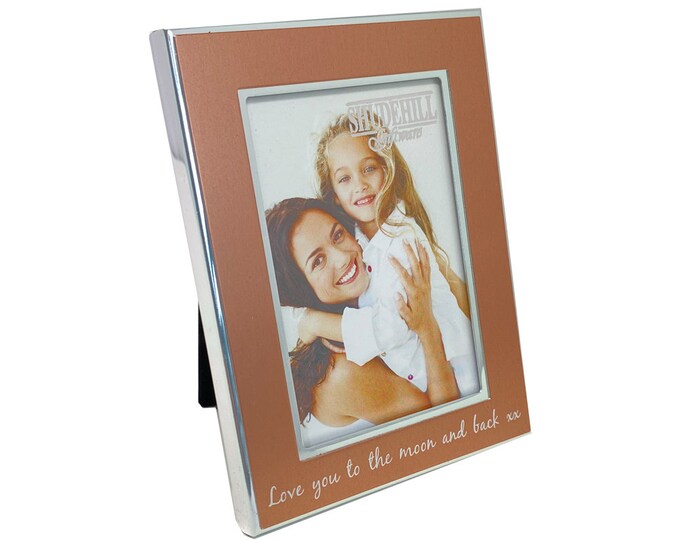 Small Rose Gold Metal Photo Frame - Love You To The Moon and Back - Gift Present