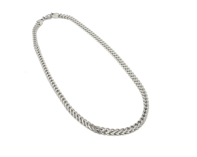 Men's Stainless Steel 21" Square Wheat Weave Chain Necklace - Ideal Gift For Him