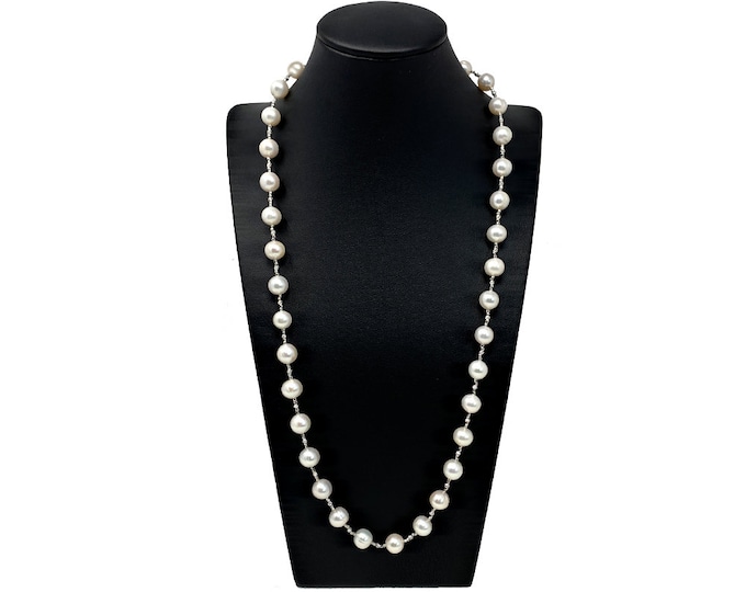 A Beautiful Handmade Freshwater Pearl Necklace Finished In White Pearls