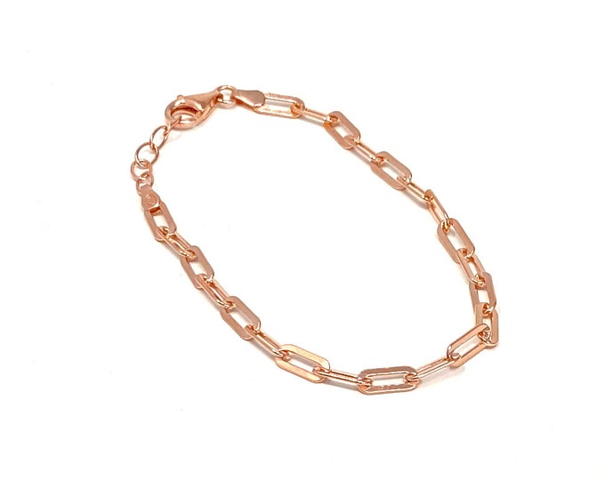 Ladies Rose Gold Plated Paper Clip Chain Bracelet with Gift Box