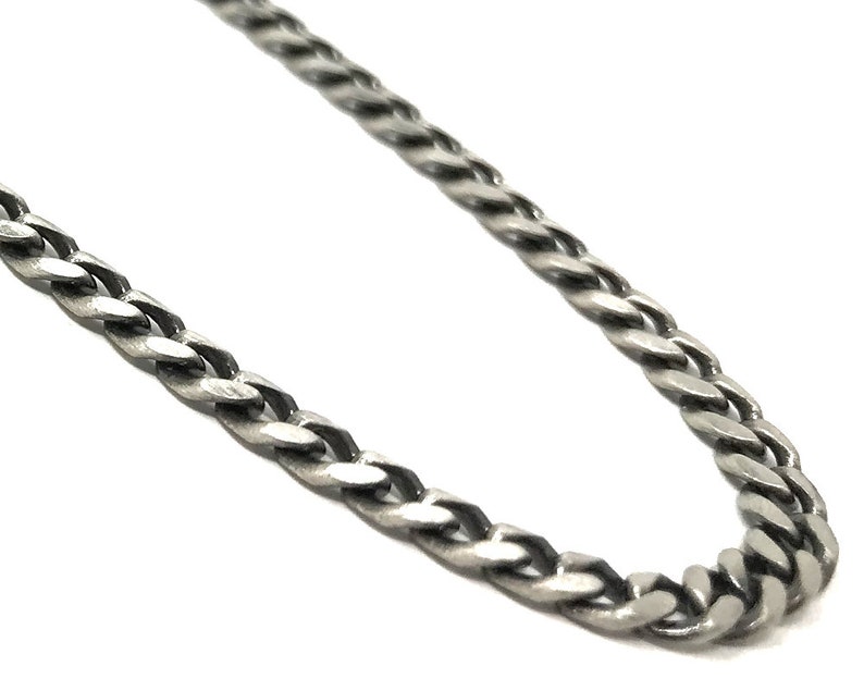 Men\u2019s Oxidised Sterling Silver Curb Link Chain Necklace \u2013 51CM