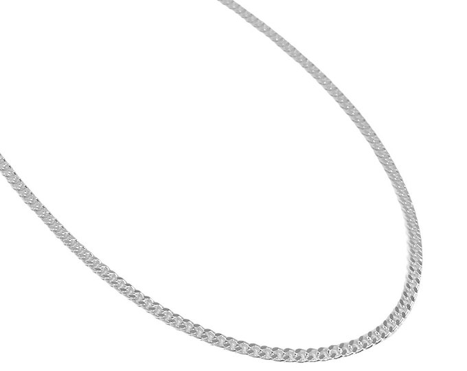 Unisex Sterling Silver Heavy Diamond-Cut Curb Chain 60cm Anti-Tarnish