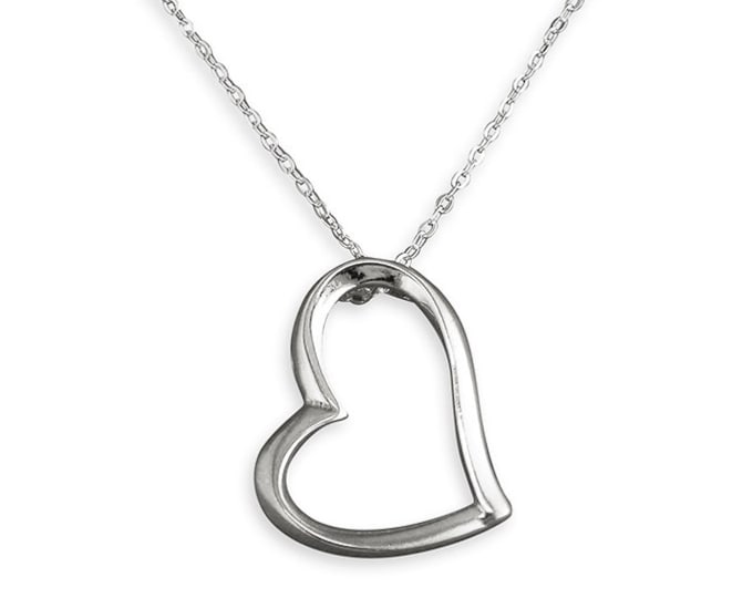 A Beautiful Ladies Sterling Silver Abstract Open Heart Pendant on a 46cm Necklace